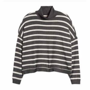Lucky Brand Cloud Soft Mock Neck Stripe Dolman Sleeve Sweater Size XL